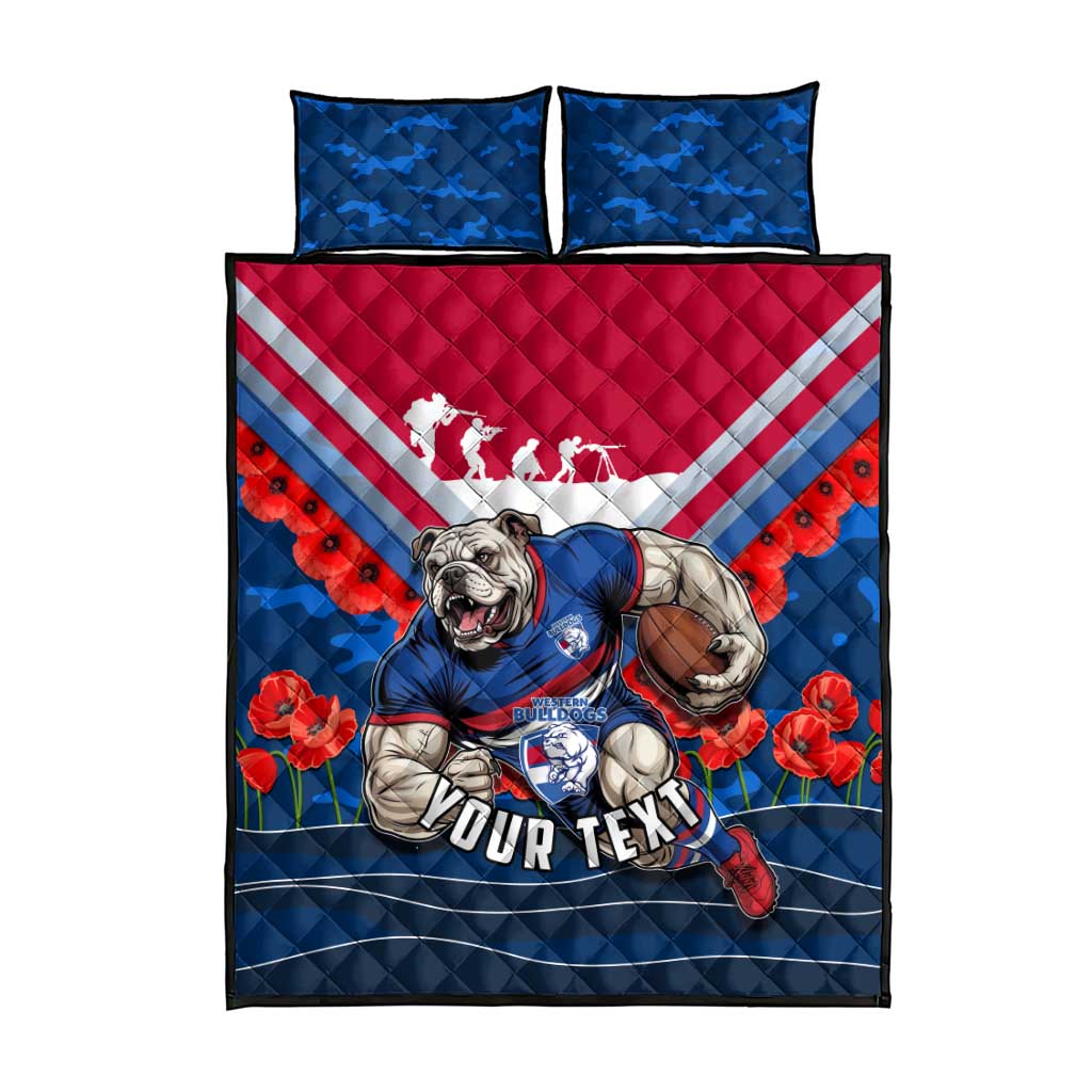 Personalised Western Bulldogs ANZAC Quilt Bed Set Military Remembrance Australian Football Mascot Camouflage