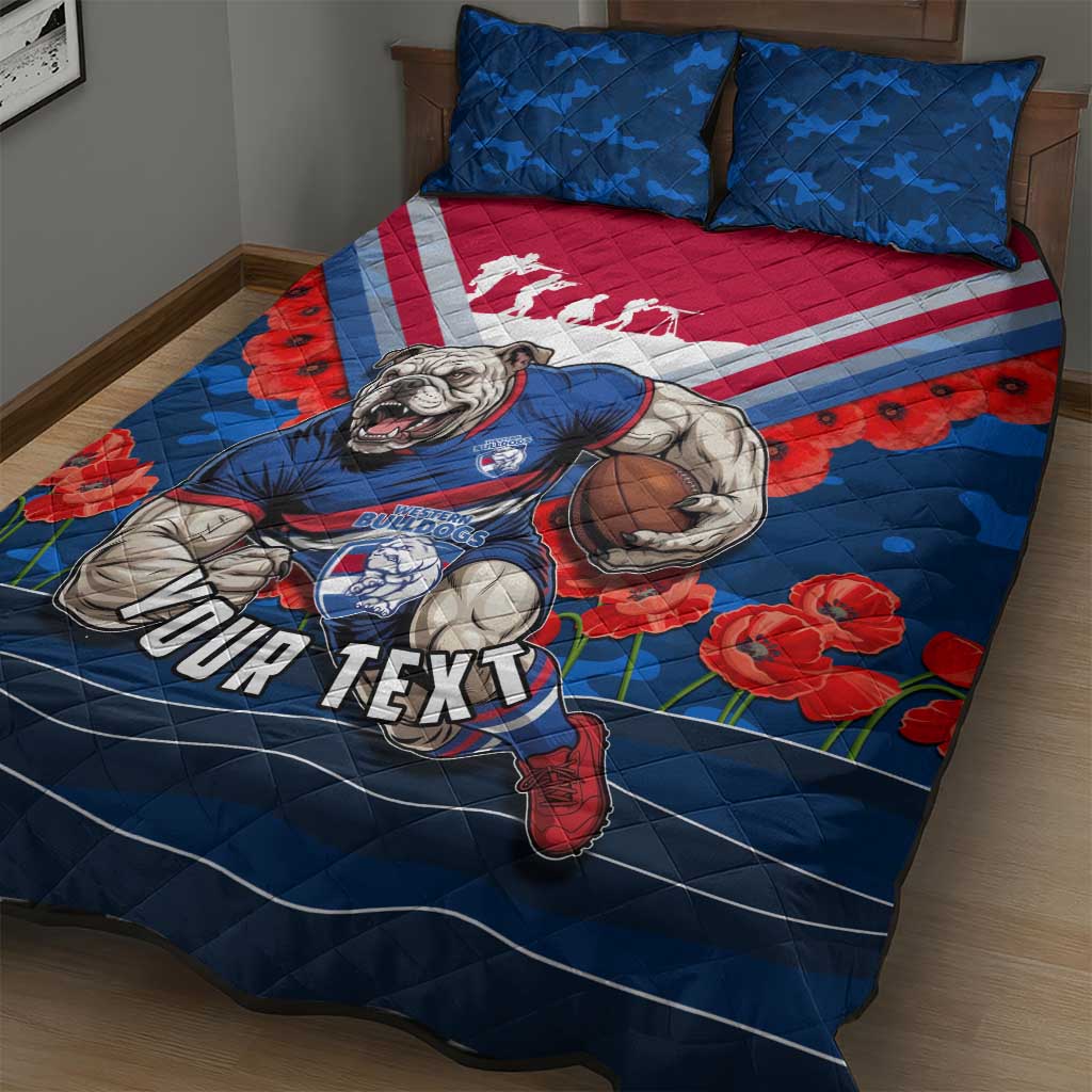 Personalised Western Bulldogs ANZAC Quilt Bed Set Military Remembrance Australian Football Mascot Camouflage