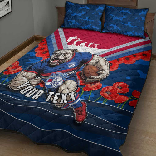 Personalised Western Bulldogs ANZAC Quilt Bed Set Military Remembrance Australian Football Mascot Camouflage