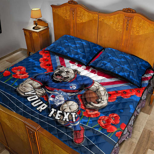 Personalised Western Bulldogs ANZAC Quilt Bed Set Military Remembrance Australian Football Mascot Camouflage