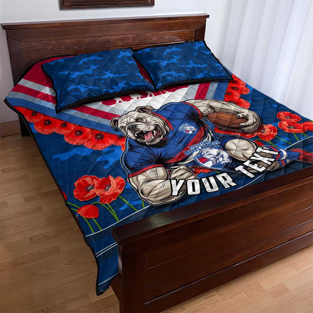 Personalised Western Bulldogs ANZAC Quilt Bed Set Military Remembrance Australian Football Mascot Camouflage