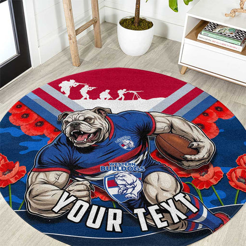 Personalised Western Bulldogs ANZAC Round Carpet Military Remembrance Australian Football Mascot Camouflage