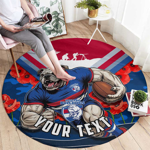 Personalised Western Bulldogs ANZAC Round Carpet Military Remembrance Australian Football Mascot Camouflage