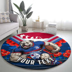 Personalised Western Bulldogs ANZAC Round Carpet Military Remembrance Australian Football Mascot Camouflage