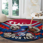 Personalised Western Bulldogs ANZAC Round Carpet Military Remembrance Australian Football Mascot Camouflage