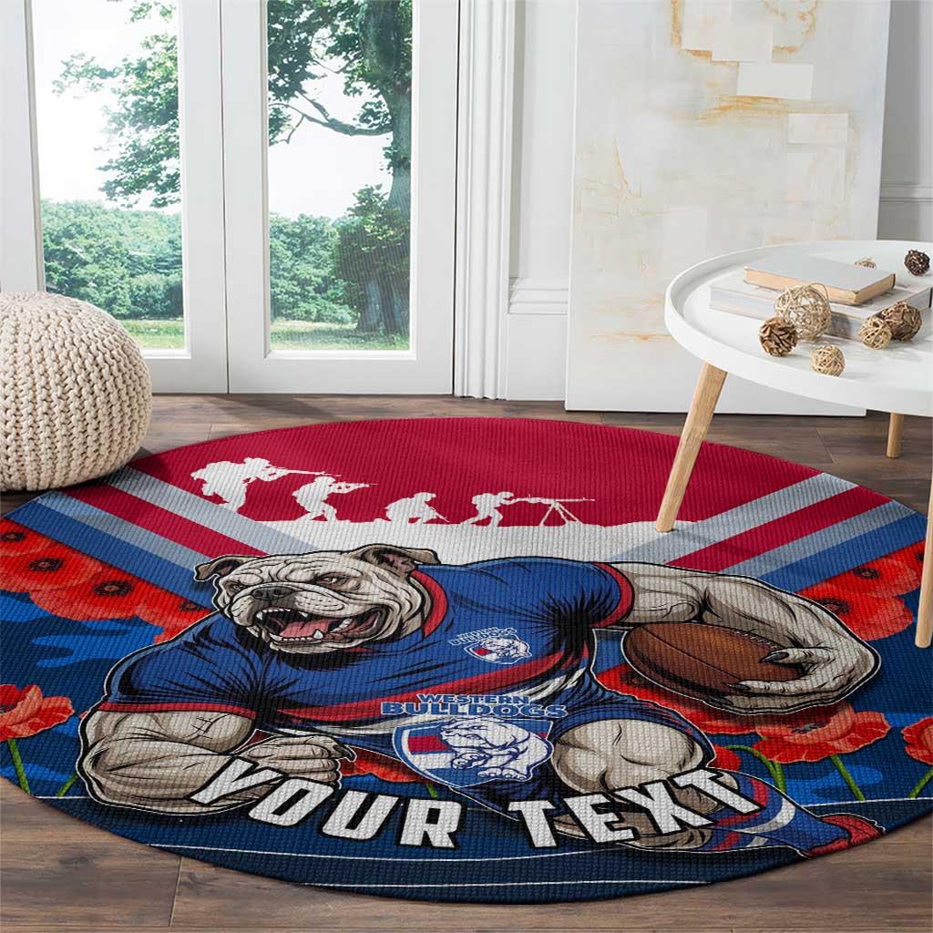 Personalised Western Bulldogs ANZAC Round Carpet Military Remembrance Australian Football Mascot Camouflage