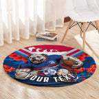 Personalised Western Bulldogs ANZAC Round Carpet Military Remembrance Australian Football Mascot Camouflage