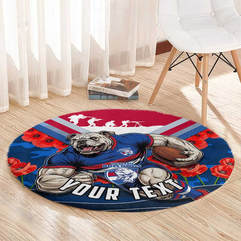 Personalised Western Bulldogs ANZAC Round Carpet Military Remembrance Australian Football Mascot Camouflage