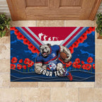 Personalised Western Bulldogs ANZAC Rubber Doormat Military Remembrance Australian Football Mascot Camouflage