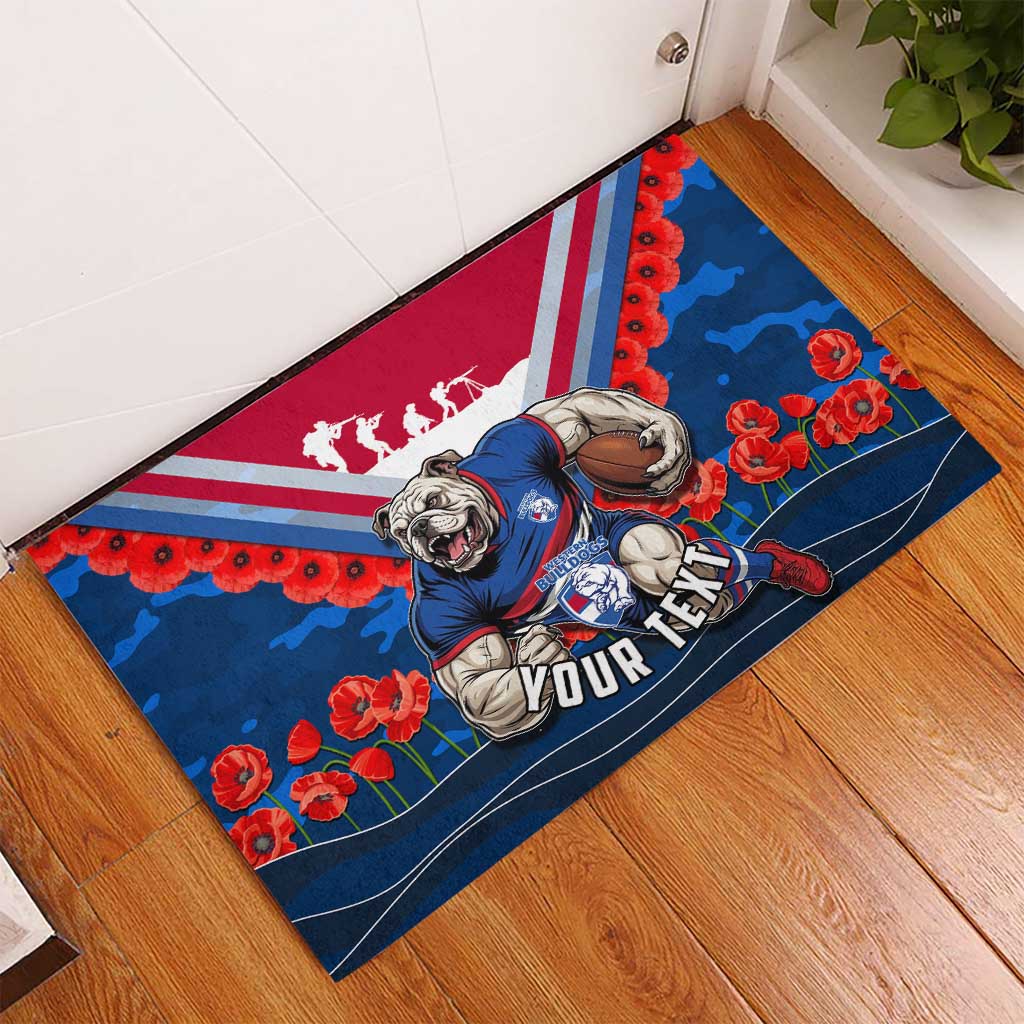Personalised Western Bulldogs ANZAC Rubber Doormat Military Remembrance Australian Football Mascot Camouflage