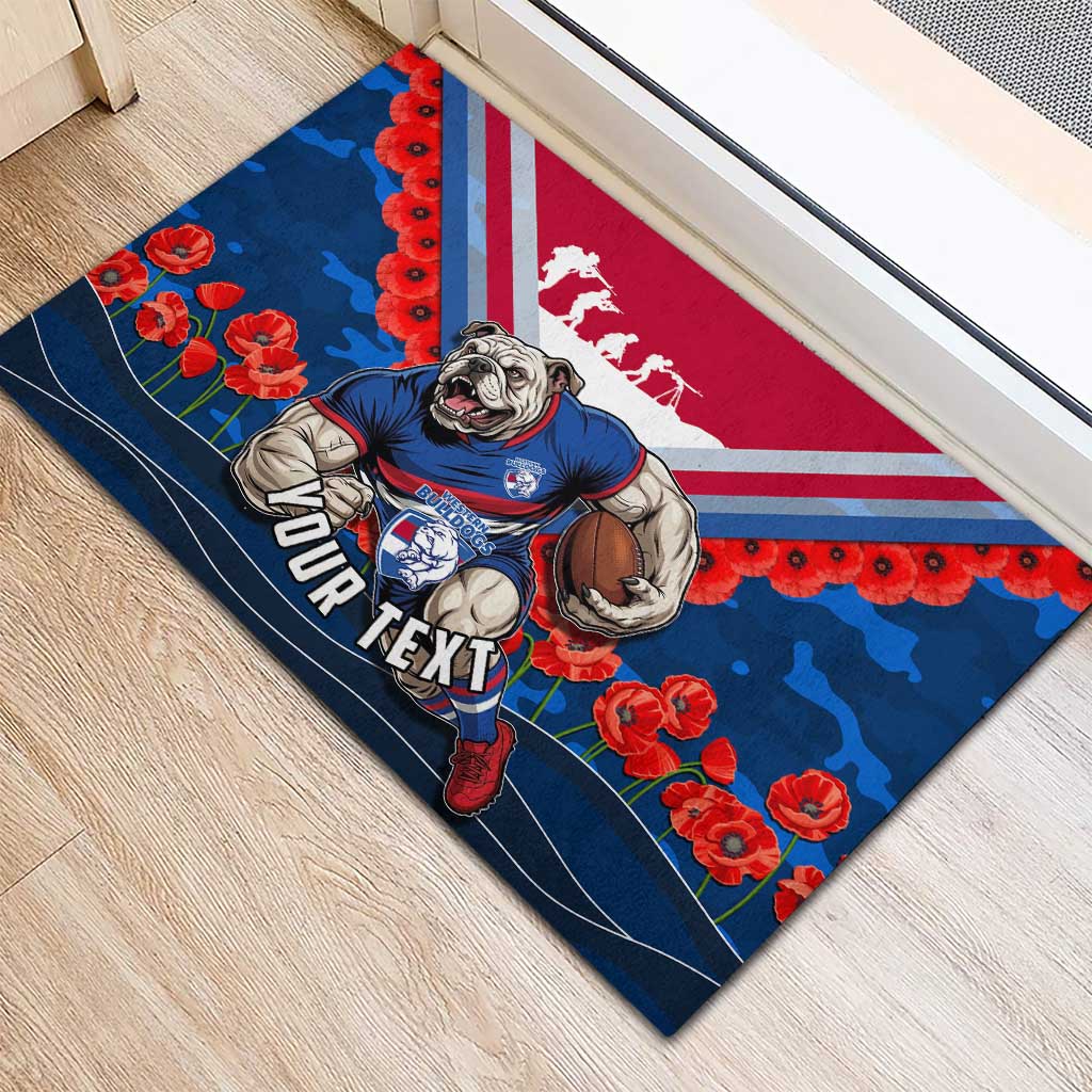 Personalised Western Bulldogs ANZAC Rubber Doormat Military Remembrance Australian Football Mascot Camouflage