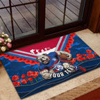 Personalised Western Bulldogs ANZAC Rubber Doormat Military Remembrance Australian Football Mascot Camouflage