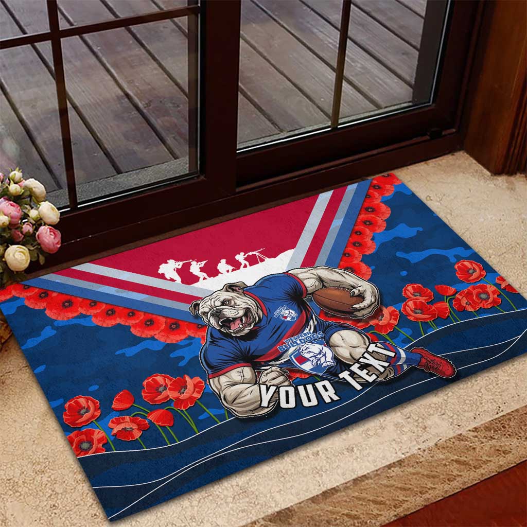 Personalised Western Bulldogs ANZAC Rubber Doormat Military Remembrance Australian Football Mascot Camouflage