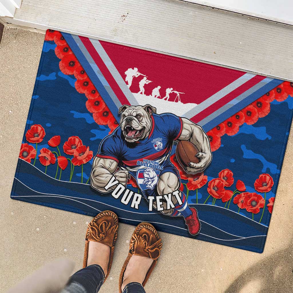 Personalised Western Bulldogs ANZAC Rubber Doormat Military Remembrance Australian Football Mascot Camouflage