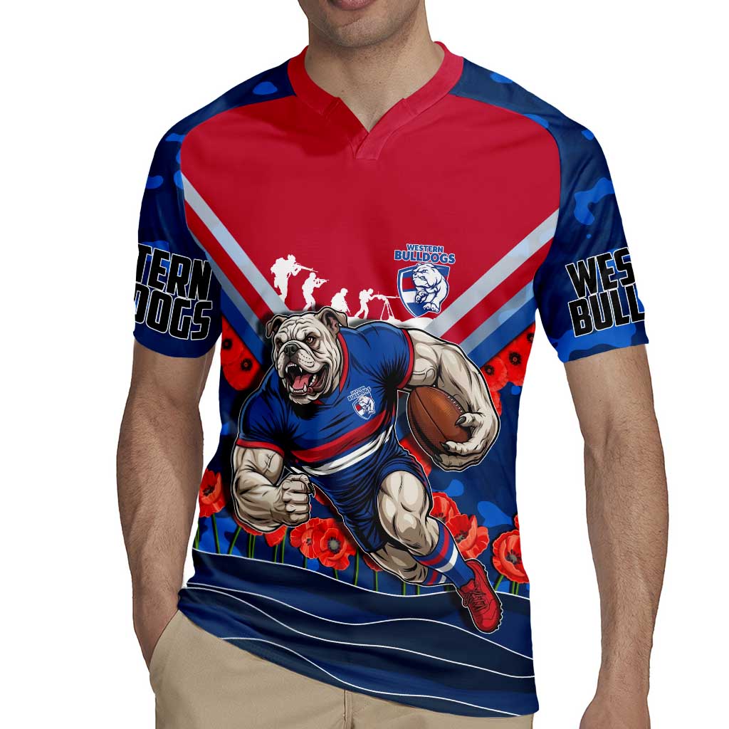 Personalised Western Bulldogs ANZAC Rugby Jersey Military Remembrance Australian Football Mascot Camouflage