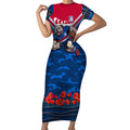 Personalised Western Bulldogs ANZAC Short Sleeve Bodycon Dress Military Remembrance Australian Football Mascot Camouflage
