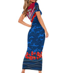 Personalised Western Bulldogs ANZAC Short Sleeve Bodycon Dress Military Remembrance Australian Football Mascot Camouflage