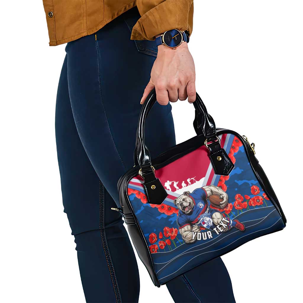 Personalised Western Bulldogs ANZAC Shoulder Handbag Military Remembrance Australian Football Mascot Camouflage