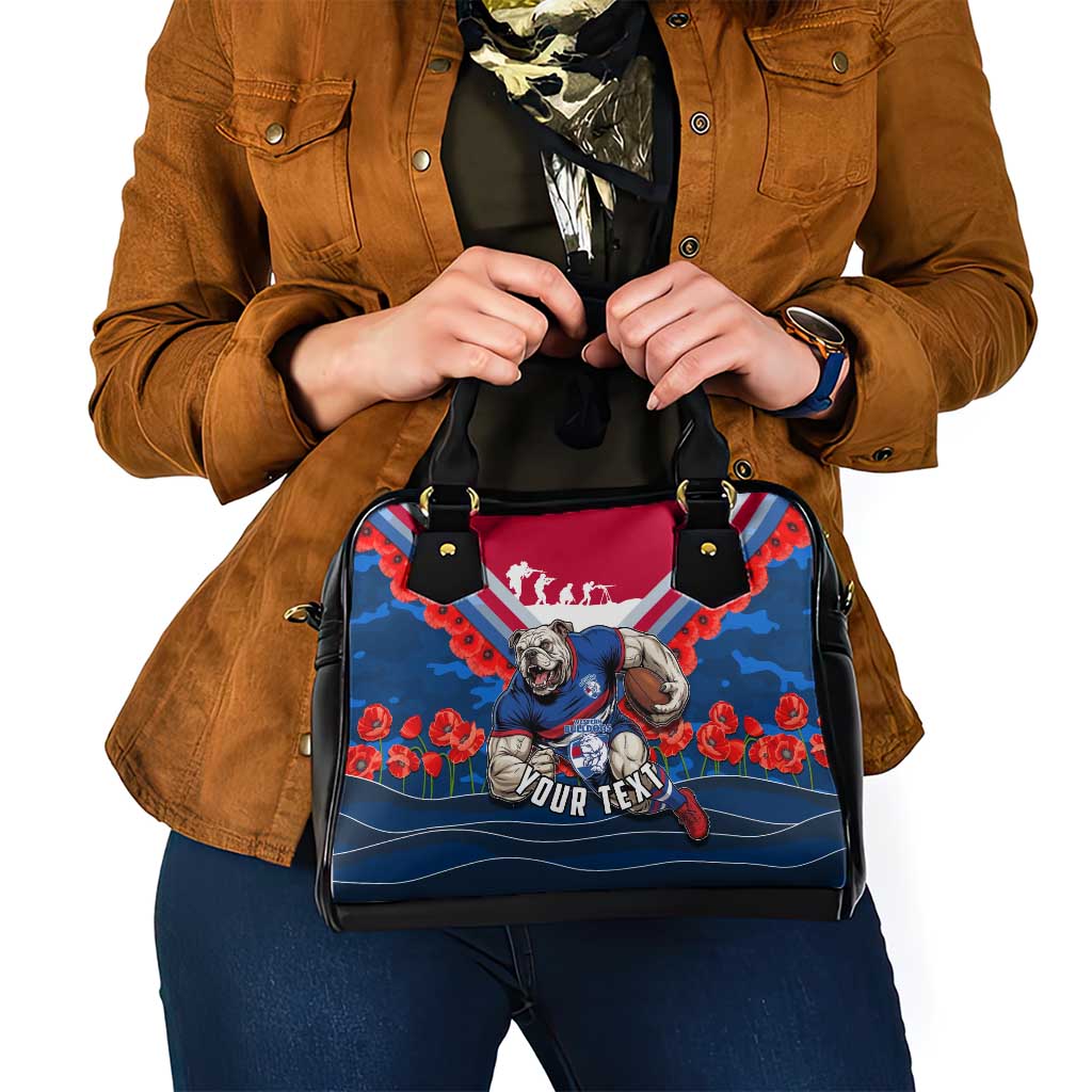 Personalised Western Bulldogs ANZAC Shoulder Handbag Military Remembrance Australian Football Mascot Camouflage