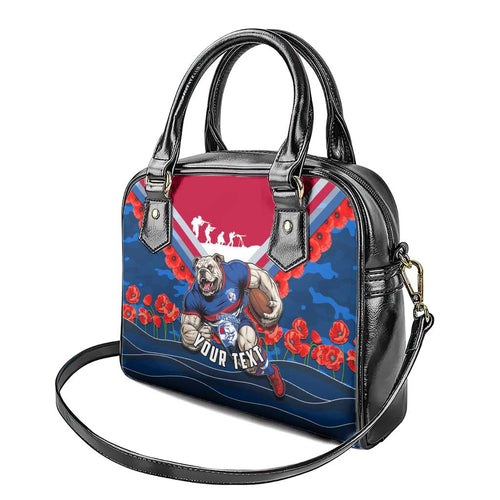 Personalised Western Bulldogs ANZAC Shoulder Handbag Military Remembrance Australian Football Mascot Camouflage