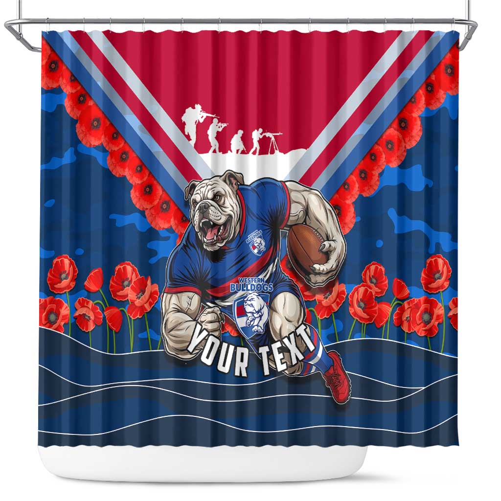 Personalised Western Bulldogs ANZAC Shower Curtain Military Remembrance Australian Football Mascot Camouflage