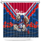 Personalised Western Bulldogs ANZAC Shower Curtain Military Remembrance Australian Football Mascot Camouflage