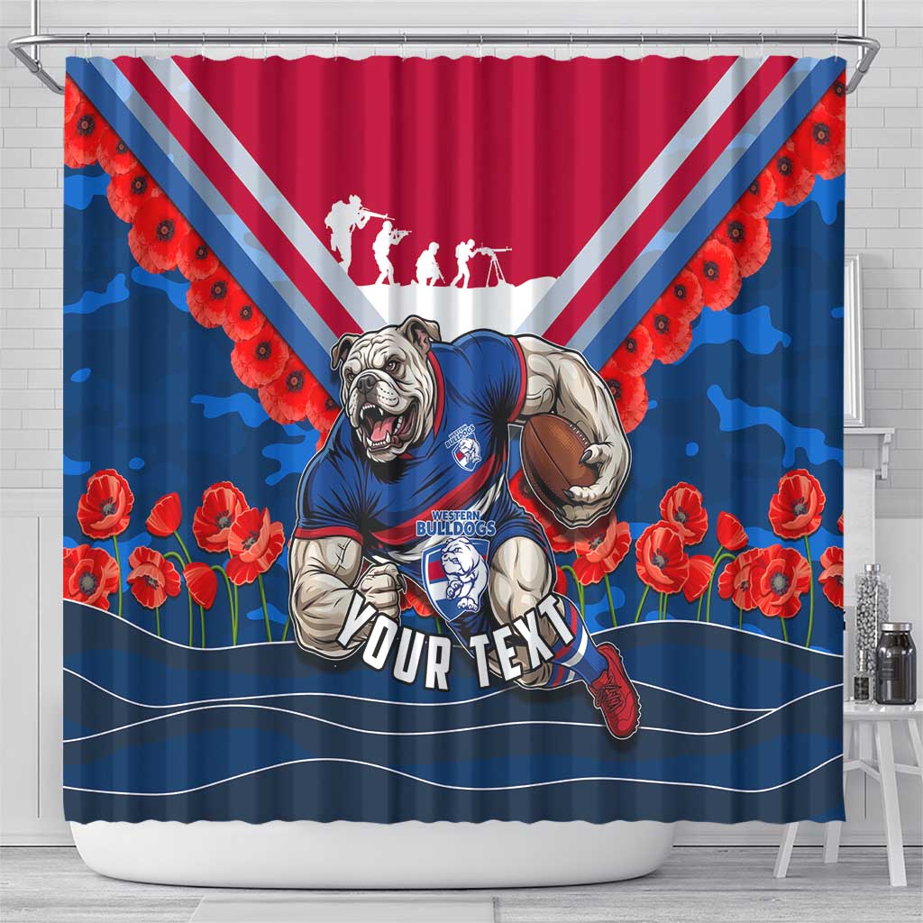Personalised Western Bulldogs ANZAC Shower Curtain Military Remembrance Australian Football Mascot Camouflage