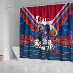 Personalised Western Bulldogs ANZAC Shower Curtain Military Remembrance Australian Football Mascot Camouflage