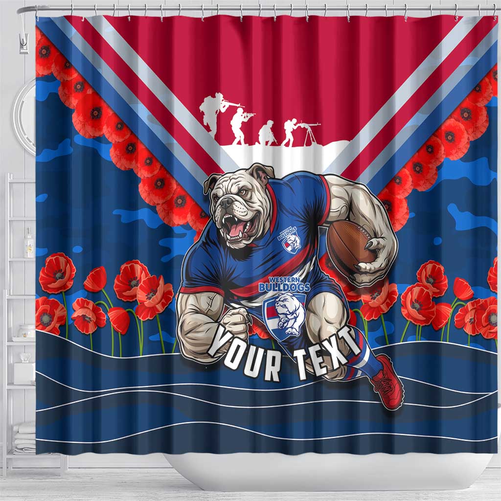 Personalised Western Bulldogs ANZAC Shower Curtain Military Remembrance Australian Football Mascot Camouflage