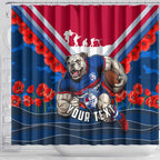 Personalised Western Bulldogs ANZAC Shower Curtain Military Remembrance Australian Football Mascot Camouflage