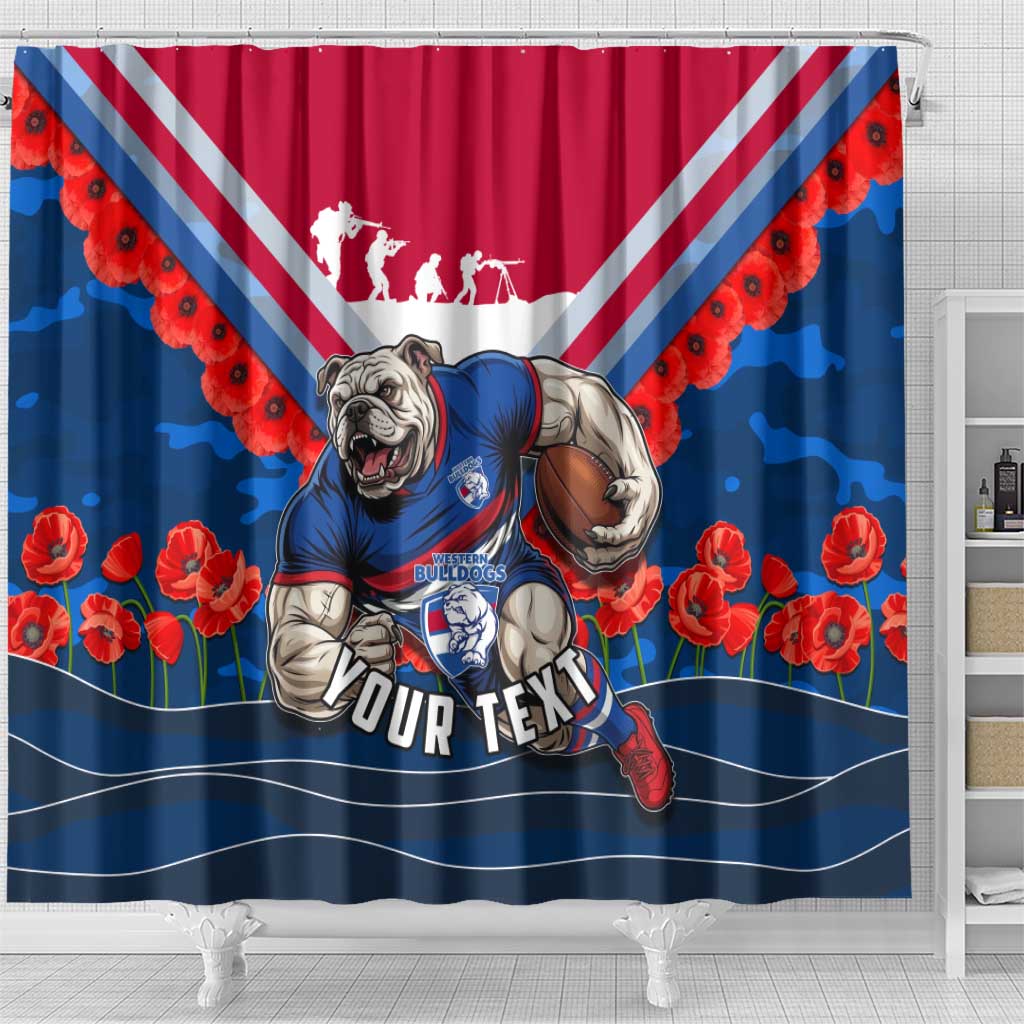 Personalised Western Bulldogs ANZAC Shower Curtain Military Remembrance Australian Football Mascot Camouflage