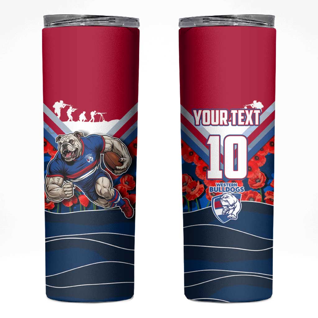 Personalised Western Bulldogs ANZAC Skinny Tumbler Military Remembrance Australian Football Mascot Camouflage
