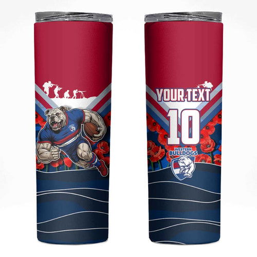 Personalised Western Bulldogs ANZAC Skinny Tumbler Military Remembrance Australian Football Mascot Camouflage