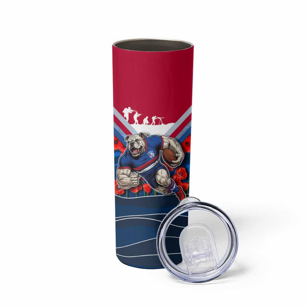 Personalised Western Bulldogs ANZAC Skinny Tumbler Military Remembrance Australian Football Mascot Camouflage