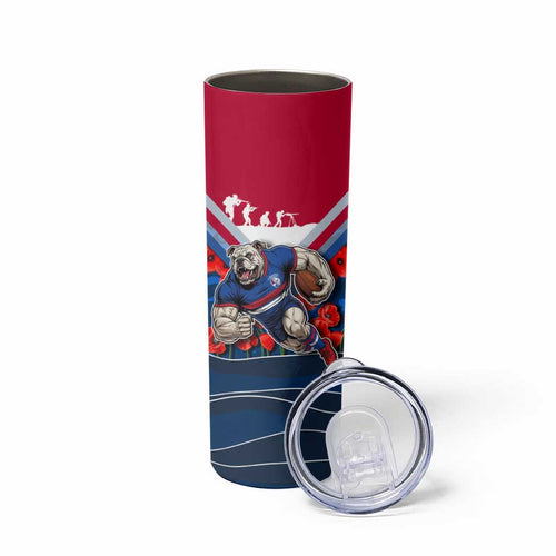 Personalised Western Bulldogs ANZAC Skinny Tumbler Military Remembrance Australian Football Mascot Camouflage