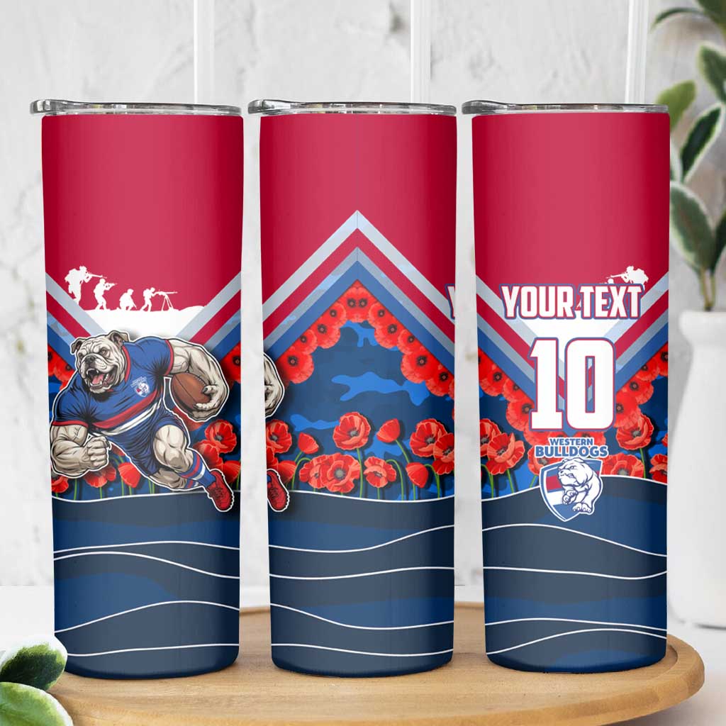 Personalised Western Bulldogs ANZAC Skinny Tumbler Military Remembrance Australian Football Mascot Camouflage