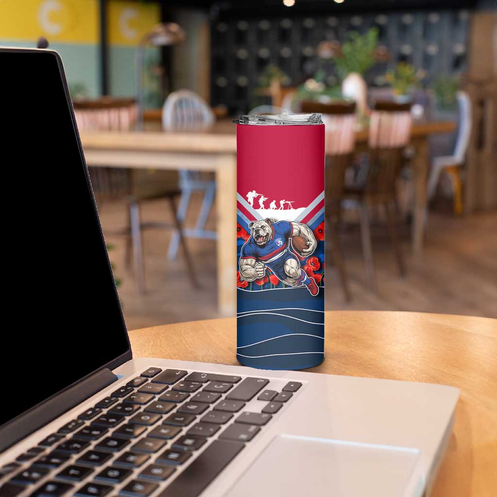 Personalised Western Bulldogs ANZAC Skinny Tumbler Military Remembrance Australian Football Mascot Camouflage