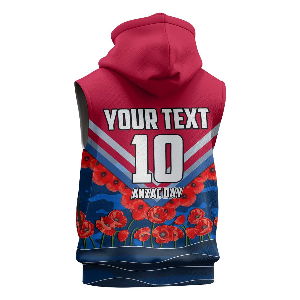 Personalised Western Bulldogs ANZAC Sleeveless Hoodie Military Remembrance Australian Football Mascot Camouflage