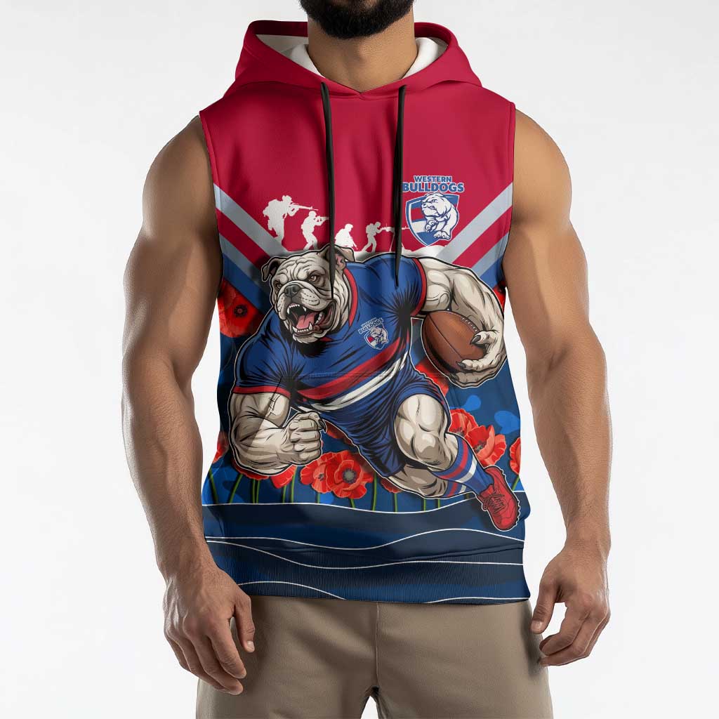 Personalised Western Bulldogs ANZAC Sleeveless Hoodie Military Remembrance Australian Football Mascot Camouflage