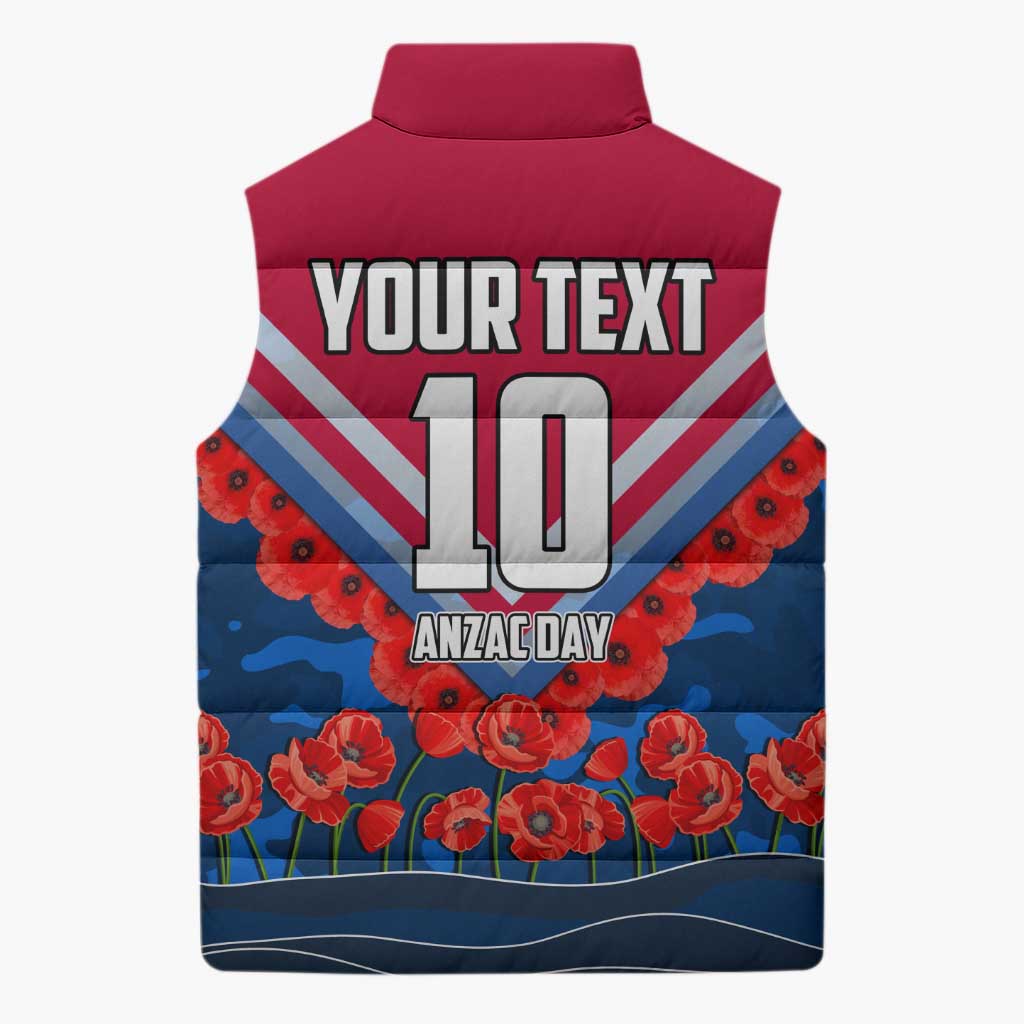 Personalised Western Bulldogs ANZAC Sleeveless Puffer Jacket Military Remembrance Australian Football Mascot Camouflage