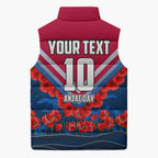 Personalised Western Bulldogs ANZAC Sleeveless Puffer Jacket Military Remembrance Australian Football Mascot Camouflage