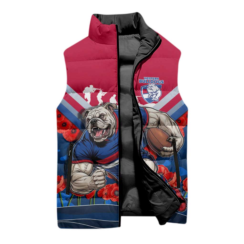 Personalised Western Bulldogs ANZAC Sleeveless Puffer Jacket Military Remembrance Australian Football Mascot Camouflage