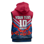 Personalised Western Bulldogs ANZAC Sleeveless Zip Hoodie Military Remembrance Australian Football Mascot Camouflage
