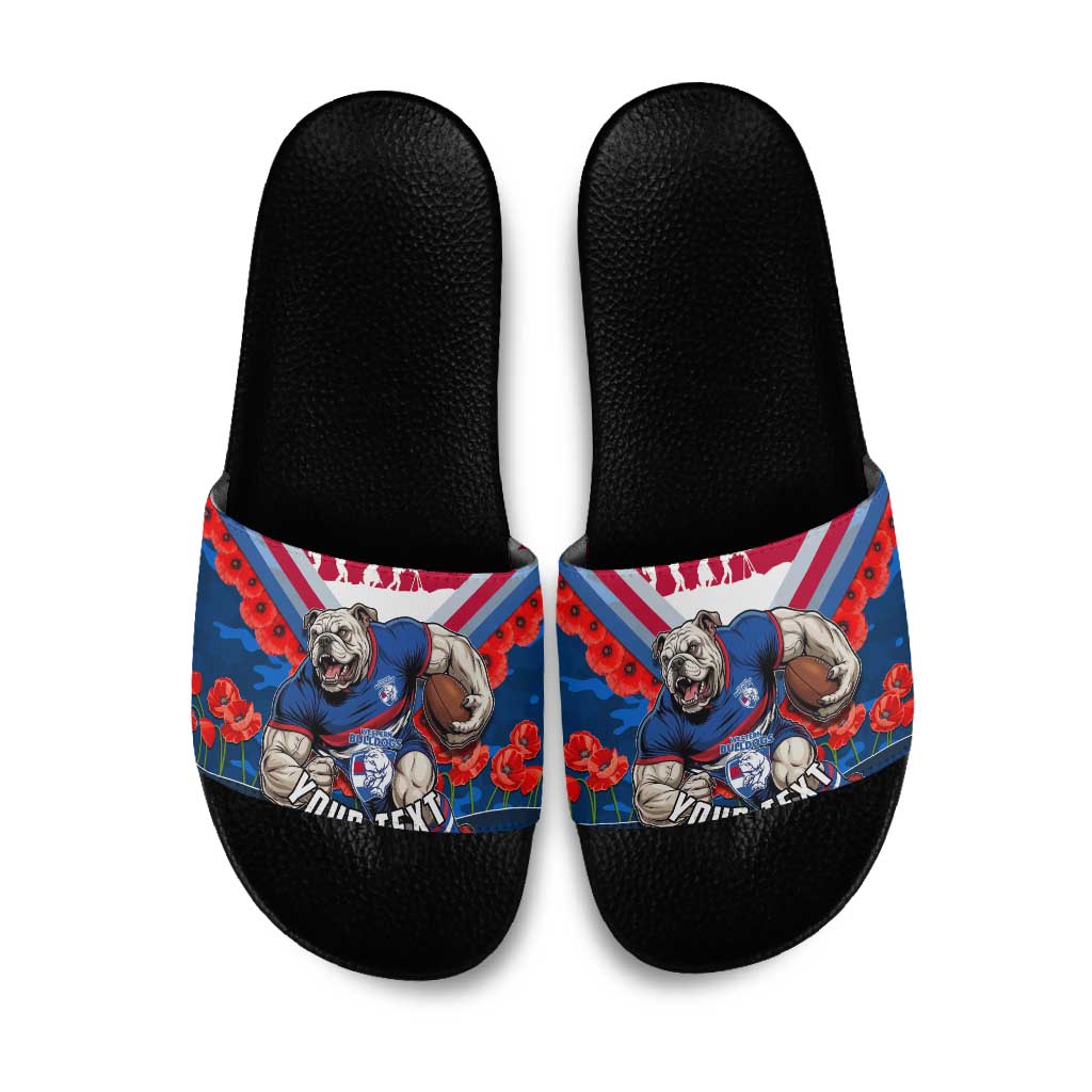 Personalised Western Bulldogs ANZAC Slide Sandals Military Remembrance Australian Football Mascot Camouflage