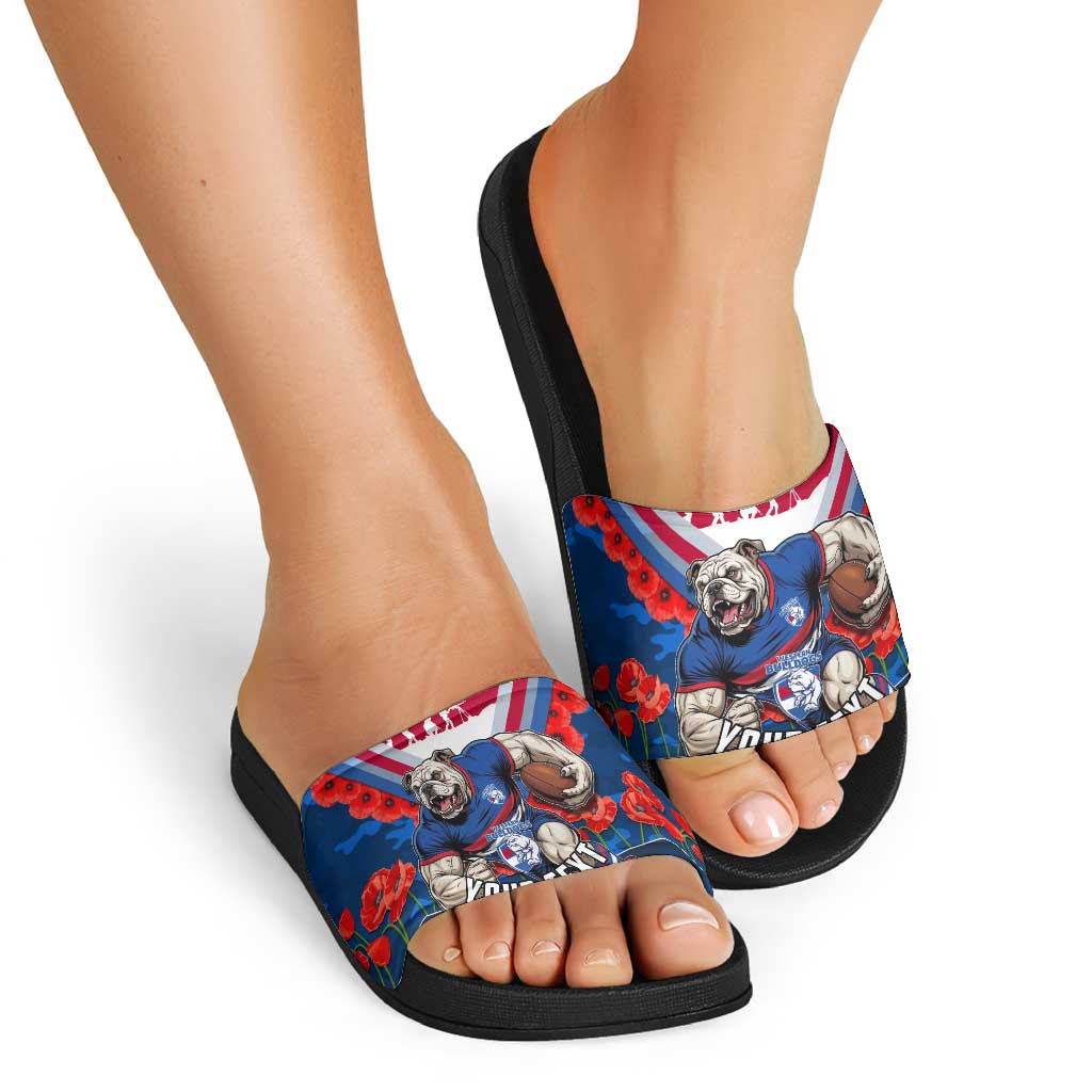 Personalised Western Bulldogs ANZAC Slide Sandals Military Remembrance Australian Football Mascot Camouflage