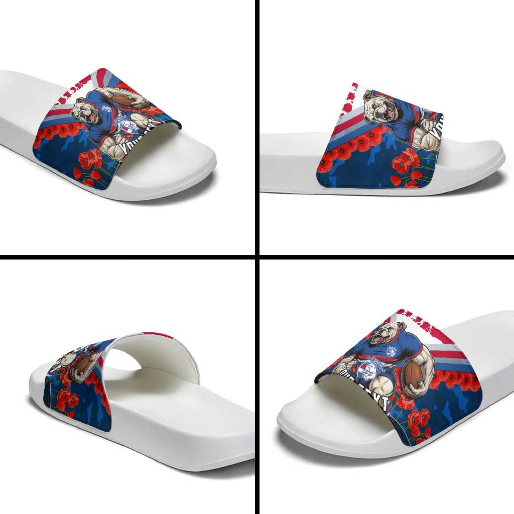 Personalised Western Bulldogs ANZAC Slide Sandals Military Remembrance Australian Football Mascot Camouflage