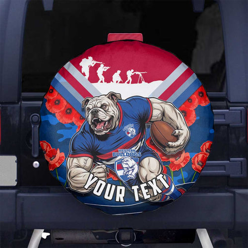 Personalised Western Bulldogs ANZAC Spare Tire Cover Military Remembrance Australian Football Mascot Camouflage