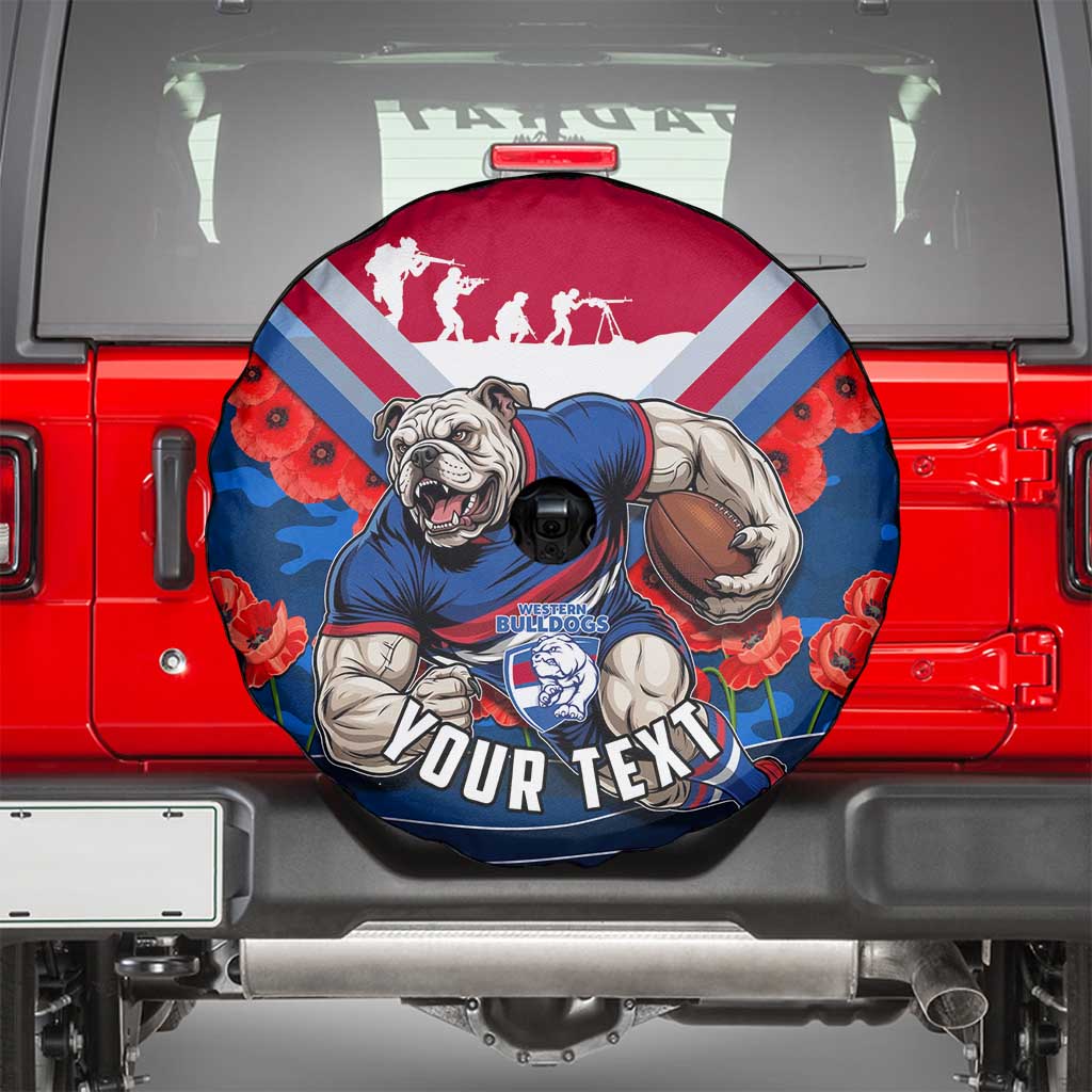Personalised Western Bulldogs ANZAC Spare Tire Cover Military Remembrance Australian Football Mascot Camouflage