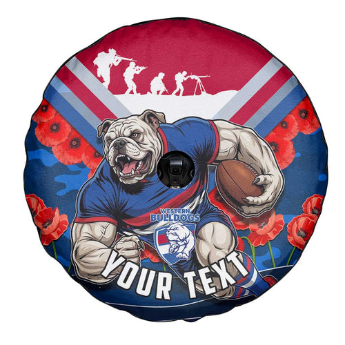 Personalised Western Bulldogs ANZAC Spare Tire Cover Military Remembrance Australian Football Mascot Camouflage