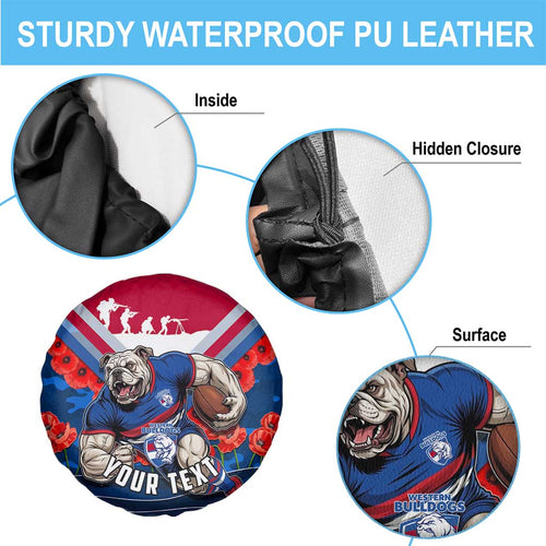 Personalised Western Bulldogs ANZAC Spare Tire Cover Military Remembrance Australian Football Mascot Camouflage